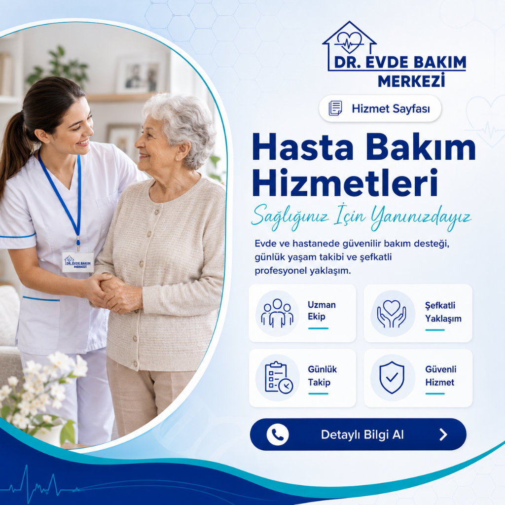 Hasta Bakım Hizmetleri kapsamında yaşlı bireye destek sunan profesyonel bakım personeli