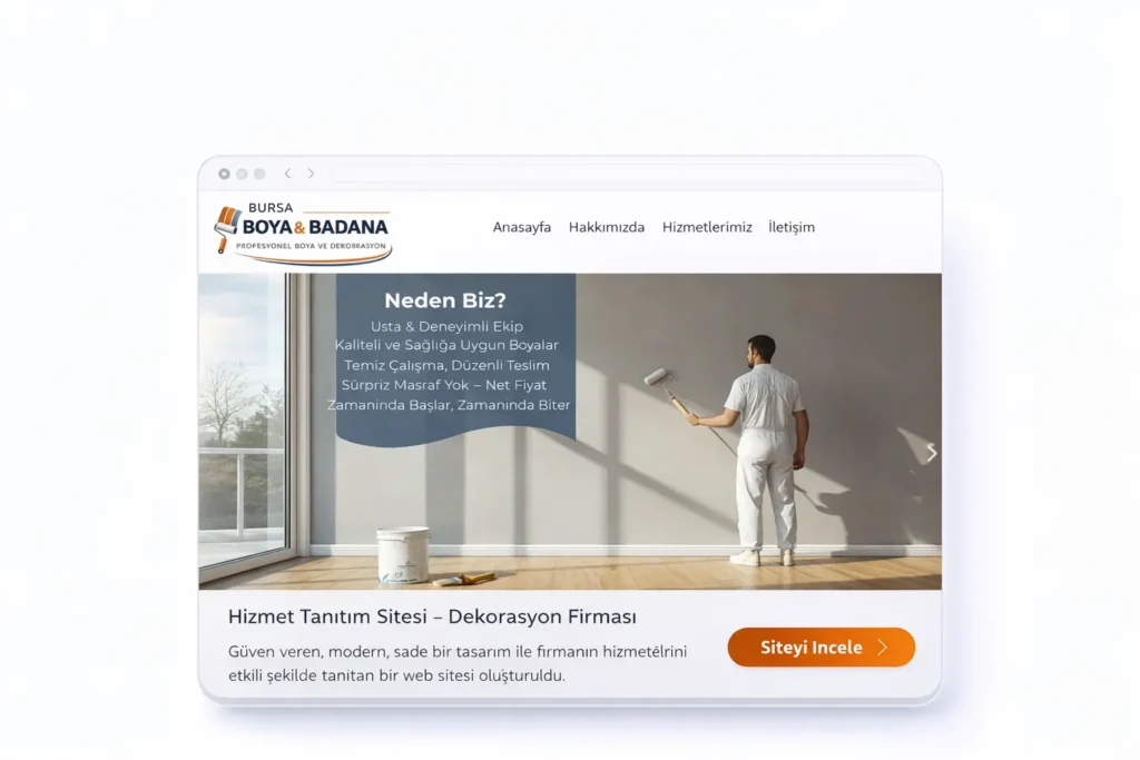 bursa boya badana firması için hazırlanmış tanıtım sitesi örneği