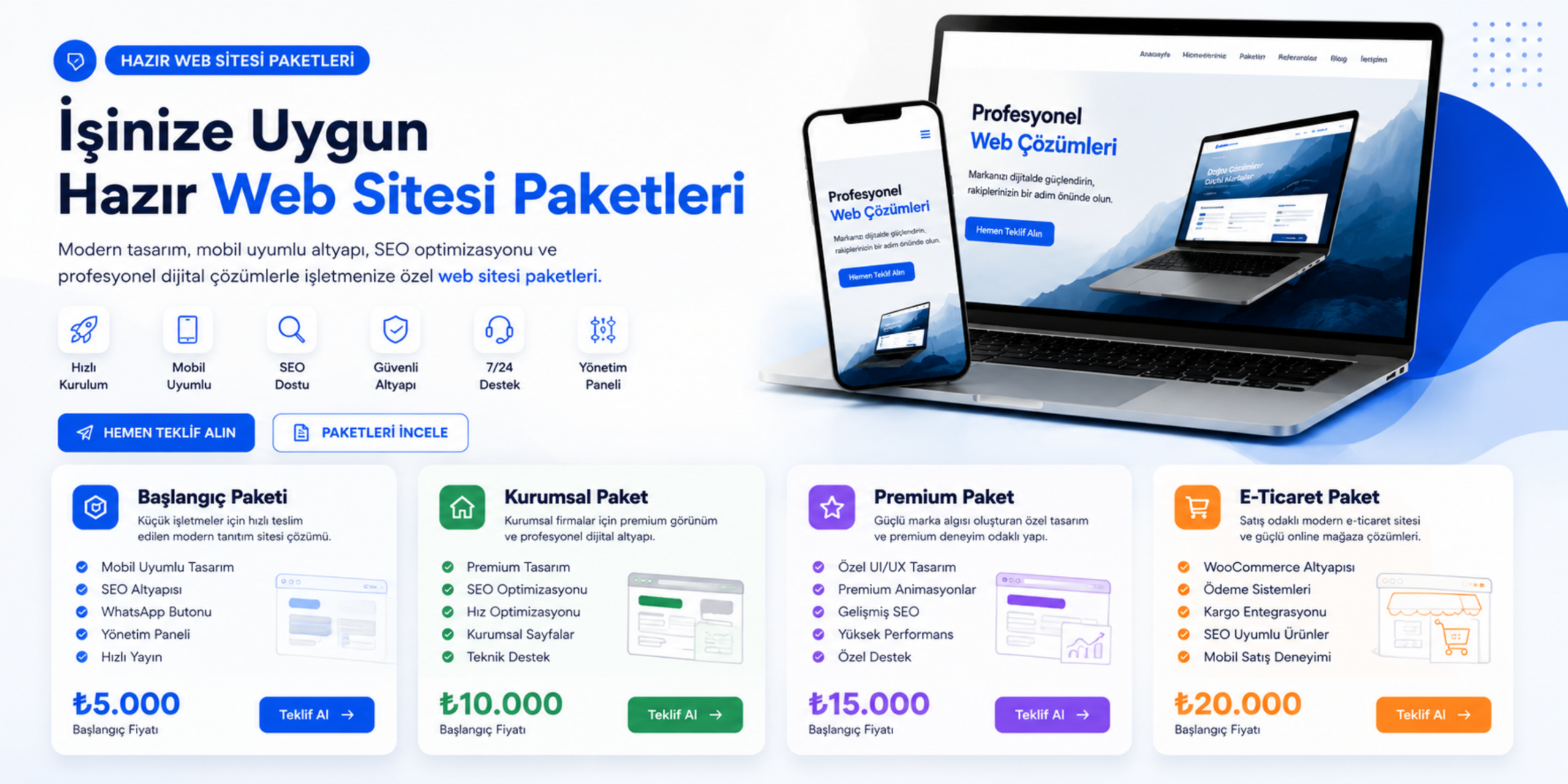 Hazır web sitesi paketleri banner görseli