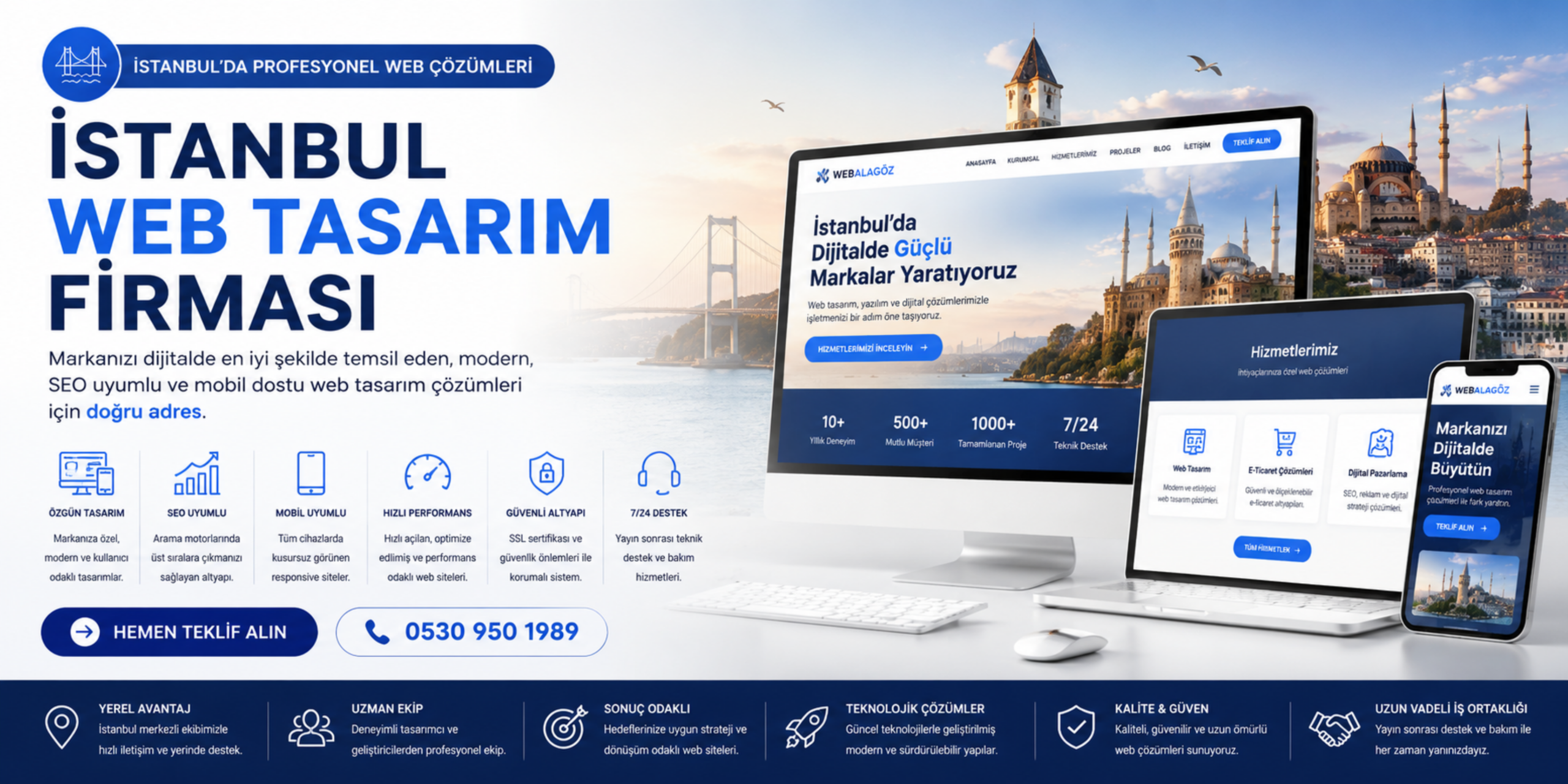 İstanbul web tasarım firması banner görseli, profesyonel web tasarım hizmetleri, SEO uyumlu kurumsal internet sitesi çözümleri ve İstanbul merkezli dijital ajans hizmetlerini anlatan modern banner tasarımı