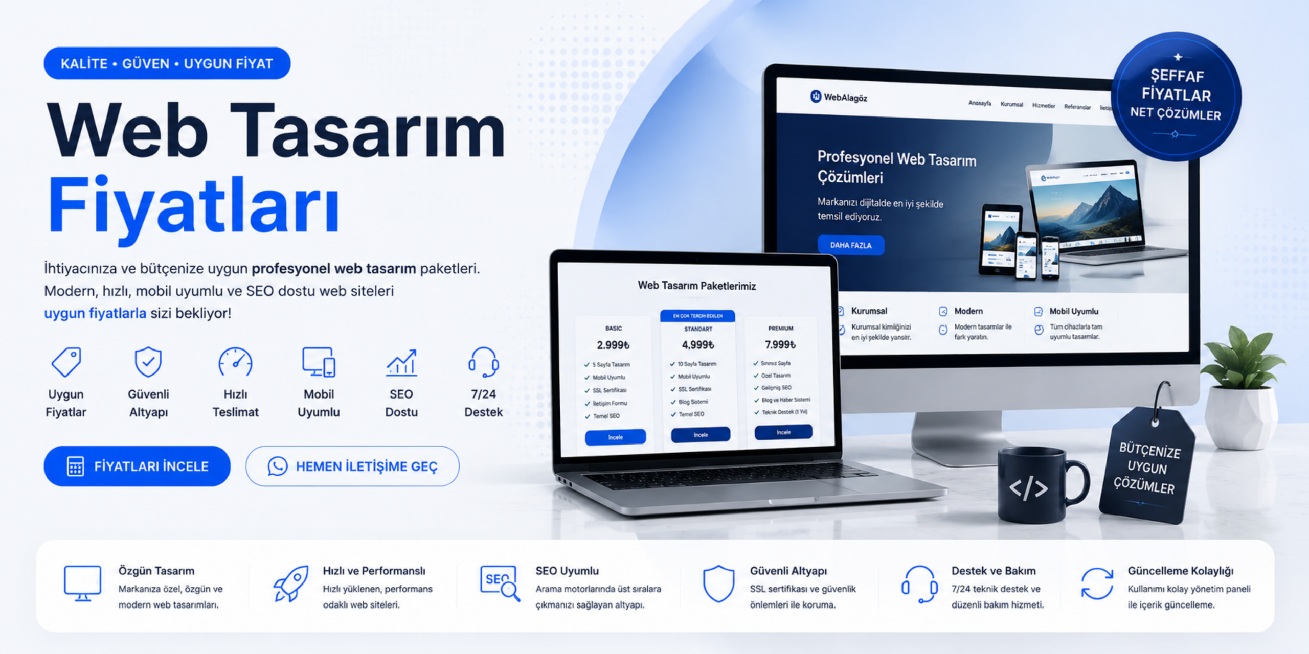 Web tasarım fiyatları banner görseli, profesyonel web sitesi paketleri, uygun fiyatlı mobil uyumlu ve SEO destekli web tasarım çözümleri